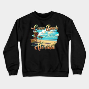 Retro Vintage Family Vacation Florida Cocoa Beach Gift For Men Women Crewneck Sweatshirt